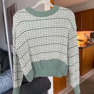 Green and White Women's Sweater